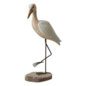 Mediterranean Style Wooden Bird Carving Ornament 2Pcs <b>Tabletop</b> Decor Vintage Figurine For Home Office Gift - Product Image 4