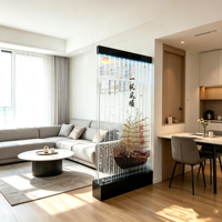 Panneau de séparation de pièce décoratif mobile en acrylique moderne découpé au laser, transparent, avec bulles d'eau, éclairage LED, taille personnalisée, décoration intérieure