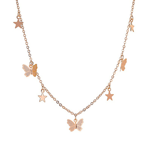 Trendz Simple Style papillon collier en métal Pentacle pendentif clavicule collier bijoux - Product Image 1