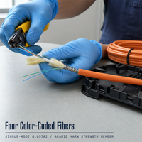 Kabel Serat Optik Indoor Wanbao 4 Core G.657A2 Single Mode Berlapis Baja dengan Spiral Armor Baja Tahan Karat untuk Perkabelan Rumah FTTH