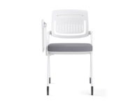 Chaise de formation pliante à cadre blanc avec tablette d'écriture rabattable, siège rembourré, chaise de conférence pour salle de réunion étudiante