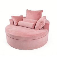 Fauteuil rond rembourré en mousse haute densité sans structure avec coussins, ensemble de meubles de salon, personnalisation en usine