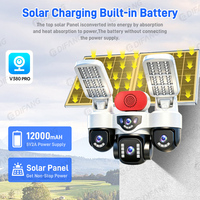 Caméra de surveillance extérieure solaire 4G / WiFi avec enregistrement vidéo 24h/24 et 7j/7, 20MP, quatre écrans, carte SIM 4G, suivi humanoïde par IA