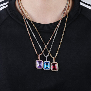 Ghiacciato con pietre preziose Solitaire collana con ciondolo <span class=keywords><strong>Infinity</strong></span> pietre solide retro cubiche zirconi gioielli Hip Hop per regalo nuovo - Product Image 1