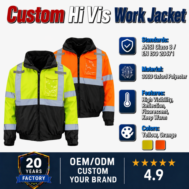 Hot Sale Hivis Waterproof Jacket High Visibility Uniform Construction Clothing Custom Hi Vis Reflective Safety Workwear