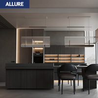 Allure : Dernières Innovations de Pack de Meubles de Cuisine Modulaires Modernes en Bois Massif, Design Personnalisé, 1 Ensemble, avec Îlot, Évier, Robinet et Charnières