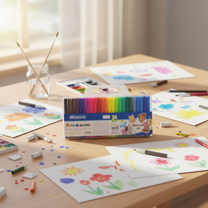 Set di 24 Pennarelli Acquerellabili per Bambini Mengfu M-0180, Colori Vivaci per Arte e Artigianato su Vetro, Pittura ad Acquerello Made in China - Product Image 3