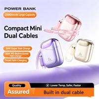 Nouvelle mini batterie externe électronique 20000 mAh, mince et portable, avec câble USB-C, Powerbanks 20000 mAh