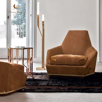 Fauteuil de détente de luxe au design moderne avec base métallique, petit fauteuil individuel, chaise longue confortable pour villa