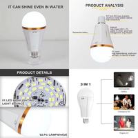 Ampoule LED d'urgence 6000K lumière du jour, contrôle à distance et tactile, utilisation en jardin, éclairage automatique, double batterie amovible, forme B8