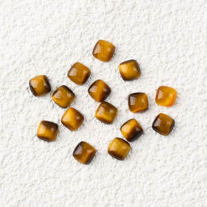 Batu Permata Mata Harimau Berkualitas Tinggi Grosir Bentuk Cushion Cabochon Kuning Datar Ukuran dan Bentuk Dapat Disesuaikan - Product Image 2