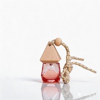Flacon diffuseur de parfum pour voiture en verre de 8 ml avec bouchon tour, vide, rechargeable, à suspendre, avec couvercle en bois, pour huiles essentielles
