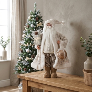 Snowflake Knitted Tweed Cozy Standing Santa Claus <b>Doll</b> Papai Noel for Christmas Tree Ornaments Noel - Product Image 3