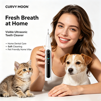 CURVY MOON Détartreur ultrasonique rechargeable en acier inoxydable pour usage domestique avec écran couleur et affichage visuel pour le nettoyage dentaire