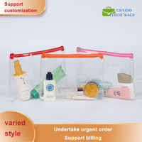Sac à cosmétiques de voyage en vinyle transparent OEM personnalisé, sacs à fermeture éclair colorés de marque, pochette à bijoux