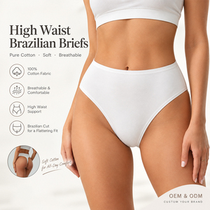 Culotte brésilienne en coton personnalisée pour femme, coupe haute, sous-vêtements brésiliens doux pour femme, grandes tailles, avec étiquette privée - Product Image 3