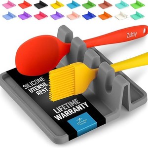 Support à ustensiles en silicone résistant à la chaleur à 4 fentes, multicolore, pour cuillères, fourchettes, spatules, antidérapant, rangement pour vaisselle - Product Image 1