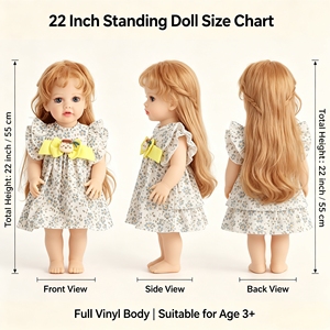 Poupée réaliste en vinyle de 22 pouces, avec des cheveux bouclés et une double queue de cheval, et un pyjama rose, cadeau de fête d'anniversaire pour les petites filles - Product Image 6