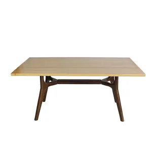 现代餐桌实心山毛榉木边缘胶合风格桌面餐厅家具
