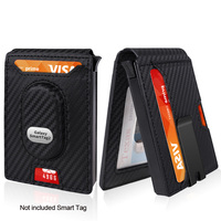 Porte-cartes anti-RFID personnalisé en aluminium et cuir PU avec emplacement pour traceur intelligent et pince à billets escamotable pour la vente au détail et les commandes en gros