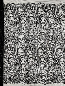 Tissu de robe de mariée en dentelle tricotée avec des paillettes de broderie en tube de perles de qualité supérieure pour filles - Product Image 6