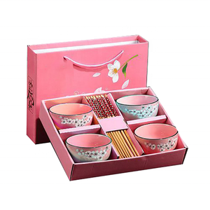 Boîtes en <span class=keywords><strong>carton</strong></span> et en papier ondulé rose, avec poignée en plastique, bol et <span class=keywords><strong>assiette</strong></span> en céramique, boîtes de rangement en <span class=keywords><strong>carton</strong></span> personnalisées - Product Image 4