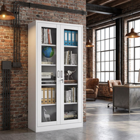 Armoire de classement en acier avec tiroirs en verre, meuble de rangement métallique pour bureau, école, hôpital