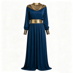 Vestido de Diosa <span class=keywords><strong>Egipcia</strong></span> con Cobertura Total, Estilo Modesto, Azul Marino con Adornos Dorados, <span class=keywords><strong>Manga</strong></span> <span class=keywords><strong>Larga</strong></span>, Largo hasta el Suelo, <span class=keywords><strong>Disfraz</strong></span> de Cleopatra - Product Image 6