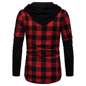 <span class=keywords><strong>Camicia</strong></span> a <span class=keywords><strong>quadri</strong></span> Slim Fit Casual da uomo primavera <span class=keywords><strong>camicia</strong></span> a <span class=keywords><strong>quadri</strong></span> Slim Fit a maniche lunghe con cappuccio a doppia tasca con cappuccio scozzese - Product Image 6