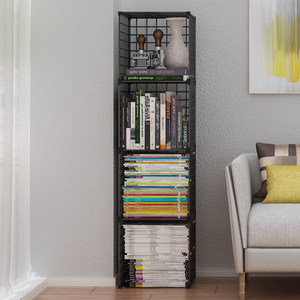 Simple Floor Standing Bookshelf Iron Multi Layer Narrow Storage Rack For Dorm Room Office Space Saving Organization Shelf - Product Image 1