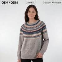 Pull en laine jacquard Fair Isle pour femme, série Noël, sans couture, une pièce, chaud et décontracté pour l'hiver, OEM ODM