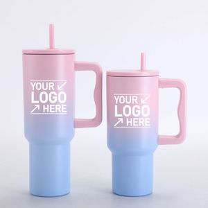 Custom logo 40oz Travel Mug Cupholder Friendly Reusable Stainless Steel Water Bottle 40 oz Tumbler with Handle and Straw Lid - Product Image 1