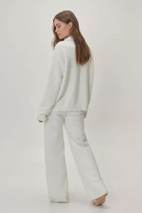 Maglione donna soffice lana di agnello lavorato a maglia a maniche lunghe Top e pantaloni lunghi a gamba larga <span class=keywords><strong>Set</strong></span> due pezzi - Product Image 4