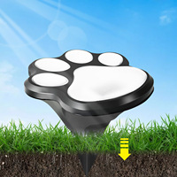 Lampes solaires LED de Noël pour l'extérieur, lumière blanc chaud, à commande par bouton, en forme de patte de chien ou de chat, lampe lumineuse en forme de griffe d'animal, décoration en plastique
