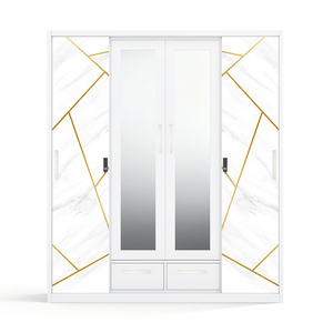 Armario de Almacenamiento de Acero con Puertas Corredizas con Espejo y Diseño de Cajones - Product Image 1