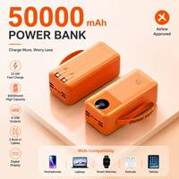 Chargeur PD 22,5 W avec affichage numérique et quatre sorties USB, avec câbles, batterie externe pour téléphone, batterie externe 50000 mAh, charge rapide