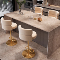 Chaise de bar moderne de luxe nordique, tabouret haut pivotant en acier inoxydable, repas stable, cuir synthétique PU, maison, hôtel
