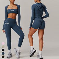 Ensembles de vêtements de sport à logo personnalisé Vêtements de fitness pour femme, ensemble de leggings d'entraînement, vêtements de yoga à la mode, soutien-gorge de sport, ensemble de yoga 5 pièces pour femme