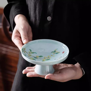 <b>Ceramic</b> High Footed <b>Plate</b> Round Pottery Fruit Platter Party Dessert Snack Dish Household Tableware - Product Image 4