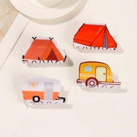 Nouvel Arrivage Pince à Cheveux Requin Motif Tente de Camping et Camping-car, Accessoire pour Chignon ou Coiffure Relevée pour Femme, Logo Personnalisé