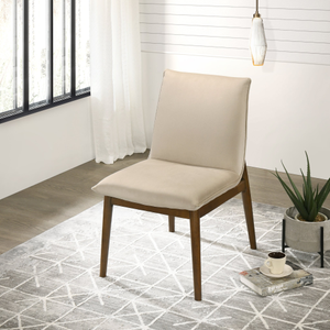 Ensemble de 2 chaises de salle à manger modernes en velours beige Monza pour salle à manger, cuisine, restaurant, design sans accoudoirs avec pieds en bois massif - Product Image 2