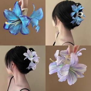 คลิปผมปลายสูงทำมือรูปดอกลิลลี่สีม่วงอุปกรณ์ตกแต่งผมหัวฉลามสำหรับตกแต่งสวนคริสต์มาส - Product Image 3