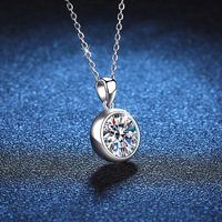Collier en argent sterling S925 avec moissanite pour femme, pendentif bulle classique 1CT/2CT/3CT couleur D, chaîne câble 4 griffes 2g, bijoux