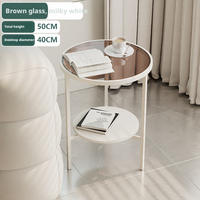 Table d'appoint ronde en métal et verre cannelé, style luxe léger, table basse minimaliste moderne pour petit appartement, salon, canapé