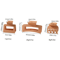 Pince à cheveux géométrique minimaliste en plastique mat pour femme, couleur unie neutre, grandes pinces à cheveux, logo personnalisé, vente en gros