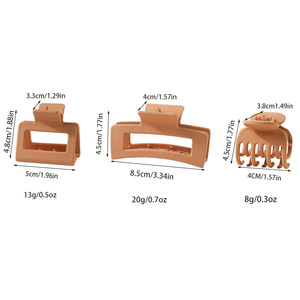 Pince à cheveux géométrique minimaliste en plastique mat pour femme, couleur unie neutre, grandes pinces à cheveux, logo personnalisé, vente en gros - Product Image 3