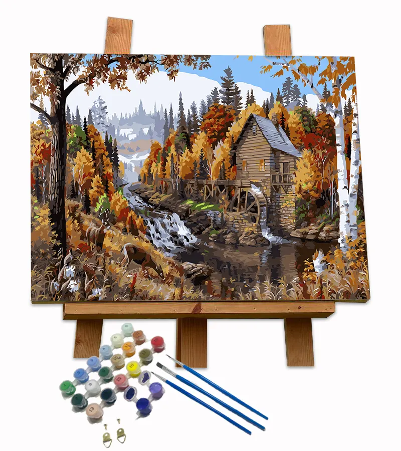 Colorful Autumn Forest Digital Diy Oil Painting By Numbers Wall Decor Picture On Canvas Oil Paint