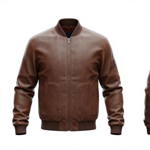 Blouson en cuir double face pour homme, coupe ajustée, style motard, col montant, logo personnalisable, imperméable, respirant, séchage rapide, collection automne/hiver - Product Image 1