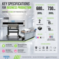 Imprimante DTF HY-6802 à 2 têtes Epson I3200 avec secoueur de poudre, machine de transfert textile automatique pour t-shirts de 68 cm