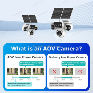Kamera Keamanan Tenaga Surya Hongnaer 15MP 20MP Zoom Digital 16X HiEasy <span class=keywords><strong>3</strong></span> Lensa 4 Lensa AOV Luar Ruangan Kamera CCTV Solar Kartu SIM 4G - Product Image 5